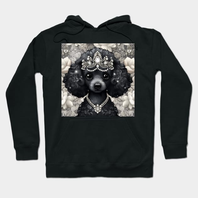 Black Poodle Art Hoodie by Enchanted Reverie